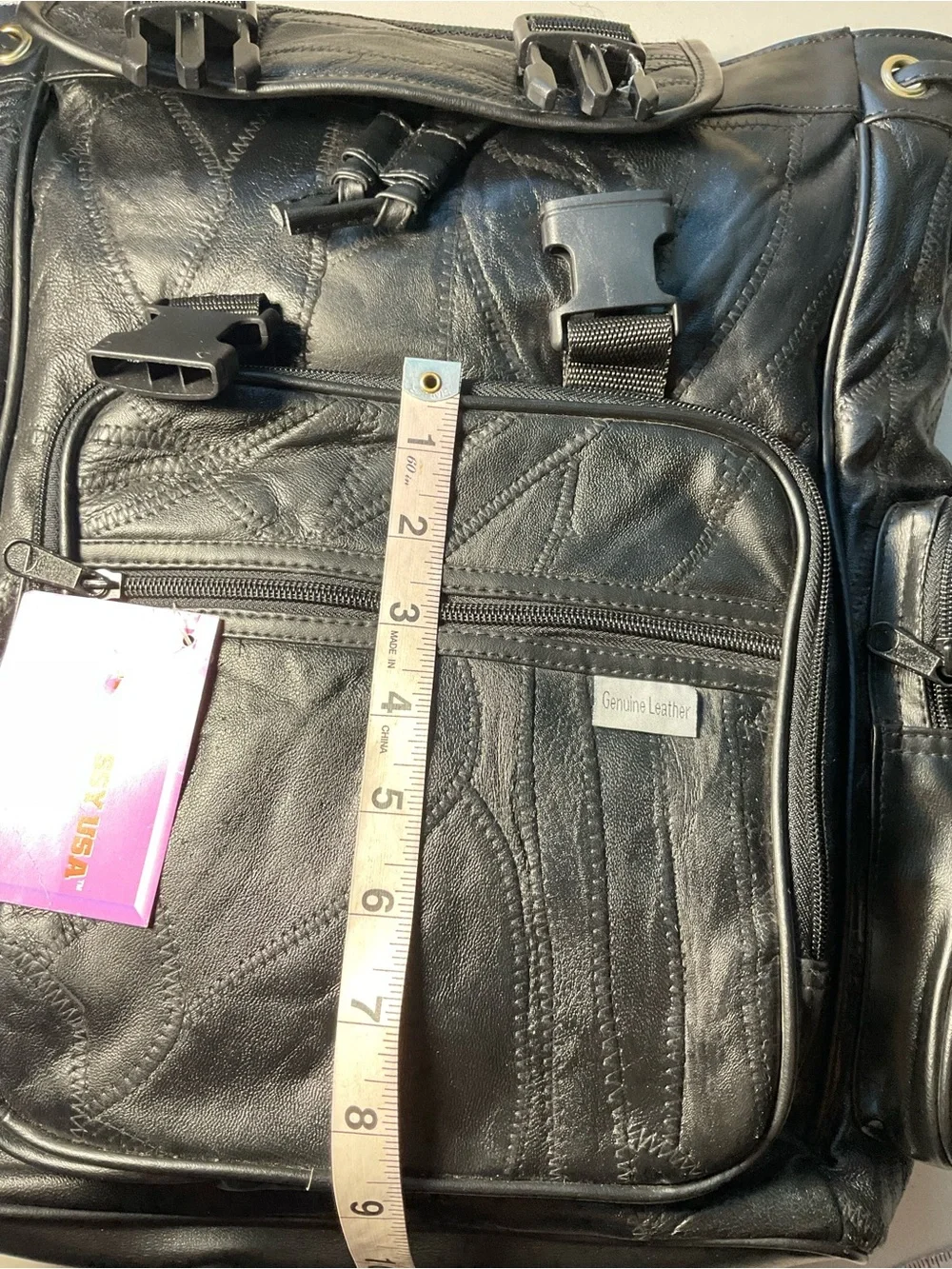 Embassy USA Genuine Leather Black Multi-Pocket Backpack Travel Laptop Bag NWT - Picture 9 of 10